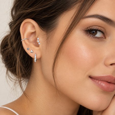 Piercing de Orelha - Labret Cluster Trio Ponto de Luz  - Titânio PVD Gold - 7TRG221
