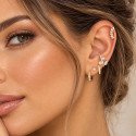 Piercing de Orelha - Labret Cluster Barra Mix Zircônias  - Titânio PVD Gold - 7TRG222