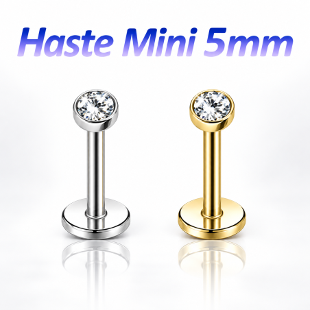 Piercing Australiano 0.8 em Titânio Natural ou PVD Gold - Pin Push Tragus ou Hélix - Ponto de Luz - 7TRG234