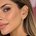 Piercing de Orelha - Labret Folha Pingente com Zircônias - Titânio PVD Gold - 7TRG240