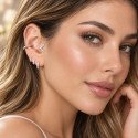 Piercing de Orelha - Labret Cluster Flores - Titânio PVD Gold - 7TRG243