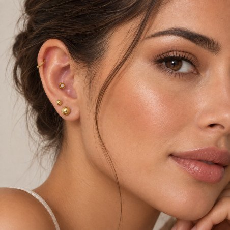 Piercing para Orelha - Labret Mini Sol Indiano - Titânio PVD Gold -7TRG245