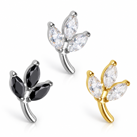 Piercing em Titânio para Tragus, Hélix ou Conch - Flor com Zircônias - 7TRG247
