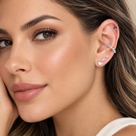 Piercing em Titânio para Tragus, Hélix ou Conch - Flor com Zircônias - 7TRG247