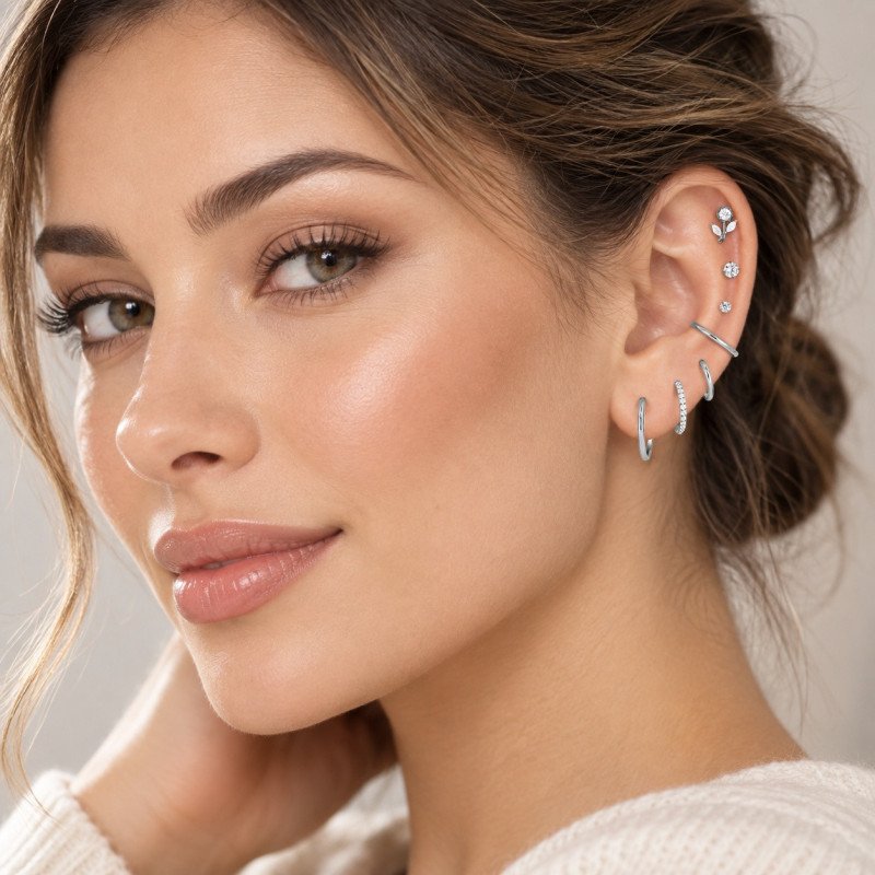 Piercing de Orelha - Labret Florzinha Flat - Titânio - 7TRG248