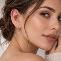 Piercing de Orelha - Labret Estrela Cadente com Zircônia - Titânio - 7TRG251