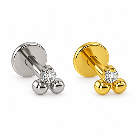 Piercing de Orelha - Labret Pin Push Trillion - Titânio - 7TRG253