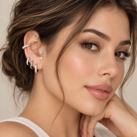 Piercing de Orelha - Labret Zircônias Baguete Estilo Pendente - Titânio - 7TRG254