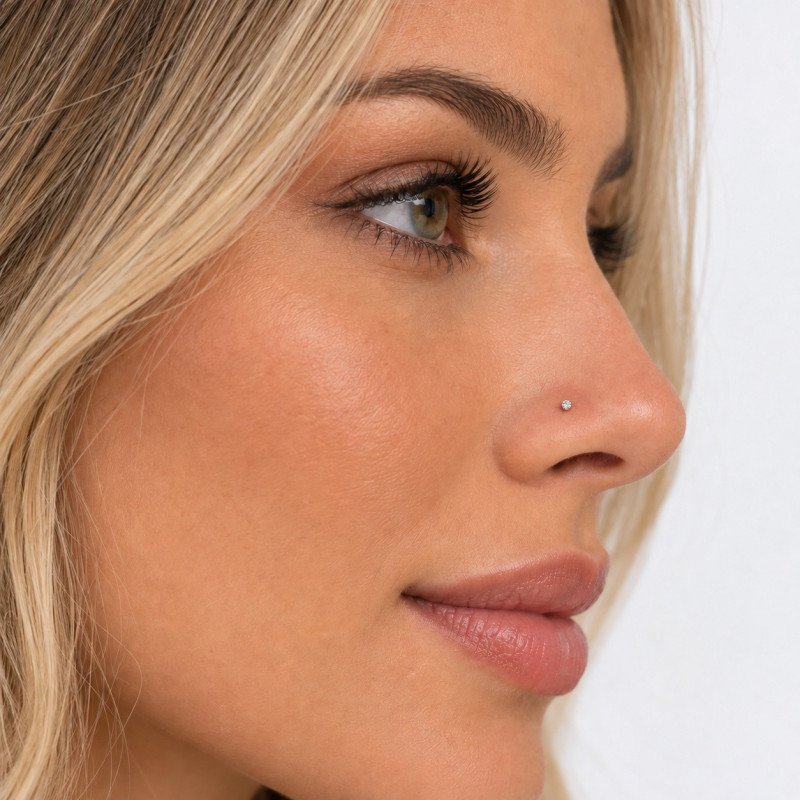 Piercing Australiano 0.8mm em Titânio Natural ou PVD Gold - Pin Push Tragus ou Hélix - Mini Ponto de Luz - 7TRG259