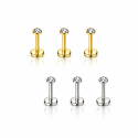Piercing Australiano 0.8mm em Titânio Natural ou PVD Gold - Pin Push Tragus ou Hélix - Mini Ponto de Luz - 7TRG259