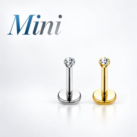 Piercing Australiano 0.8mm em Titânio Natural ou PVD Gold - Pin Push Tragus ou Hélix - Mini Ponto de Luz - 7TRG259