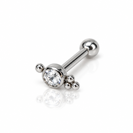 Piercing de Tragus Indiano em Titânio com Zircônia - 7TRG263