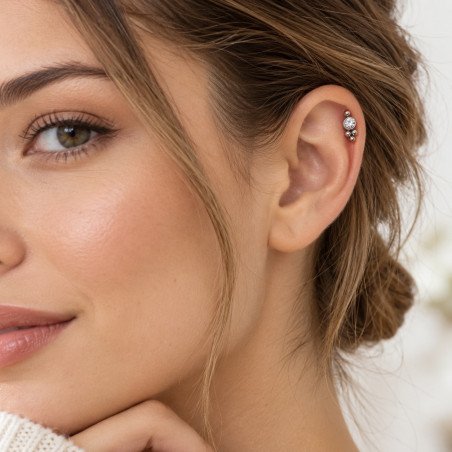 Piercing de Tragus Indiano em Titânio com Zircônia - 7TRG263