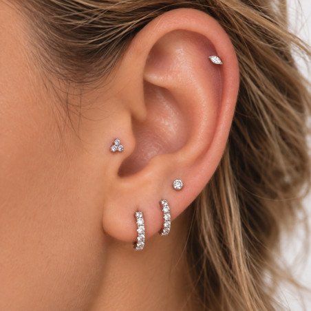 Piercing de Orelha em Titânio - Labret Zircônia Navete -  7TRG271