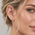 Piercing  de Orelha em Aço Cirúrgico - Ponto de Luz Zircônia - 7TRG279