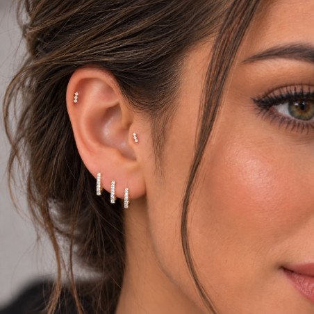 Piercing de Orelha - Labret Mini Classic 3 Zircônias - Titânio - 7TRG280