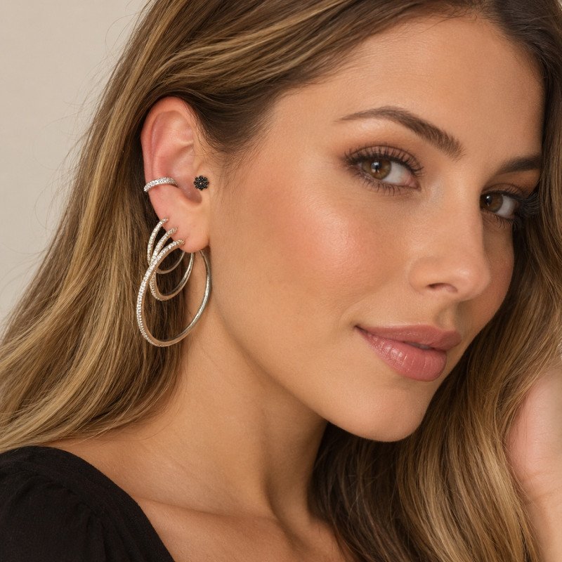 Piercing Pin Push Tragus ou Hélix - Prata - 7TRG282
