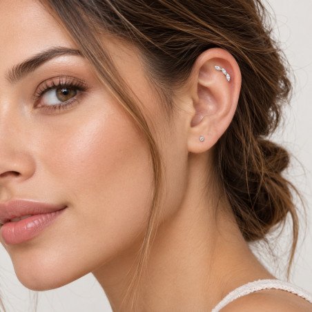 Piercing de Tragus Labret Mini Guirlanda com Zircônias  - Titânio Pin Push - 7TRG283