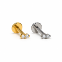 Piercing de Orelha - Labret Mini 2 Zircônias - Titânio - 7TRG285