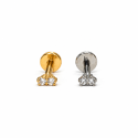 Piercing de Orelha - Labret Mini 2 Zircônias - Titânio - 7TRG285