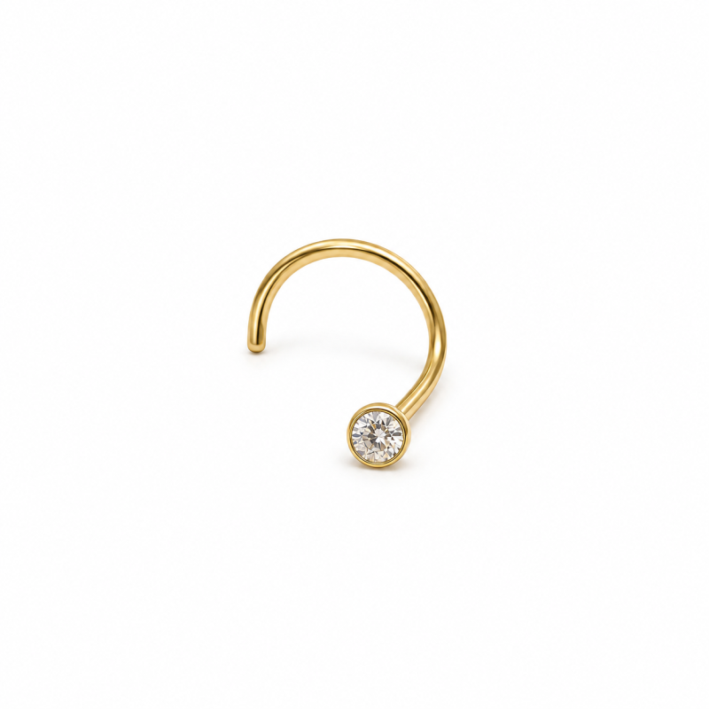 Piercings de Nariz - Dourado - Cristal Branco - Aço Cirúrgico - 2NAA13