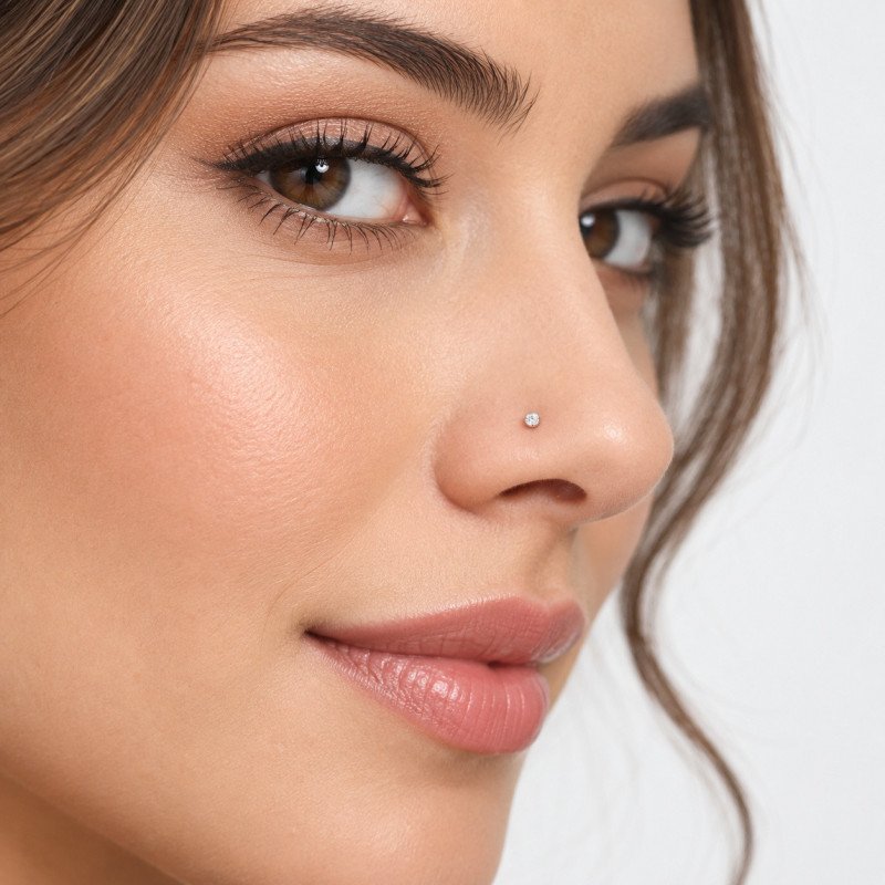 Piercings de Nariz - Dourado - Cristal Branco - Aço Cirúrgico - 2NAA13