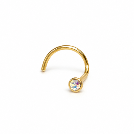 Piercings de Nariz - Dourado - Cristal Furta-Cor - Aço Cirúrgico - 2NAA14