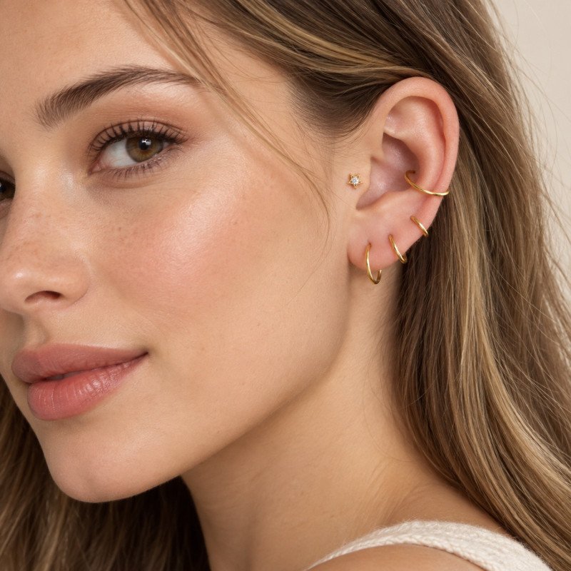Piercing Argola Segmento Articulado em Aço PVD Gold - 6ORE506