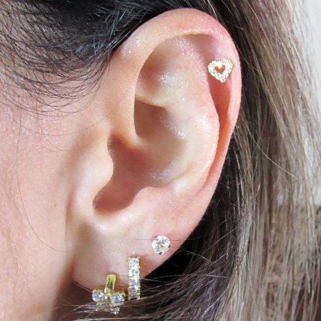 Piercing para Orelha Banhado a Ouro com Lindo Coração - 6ORE352