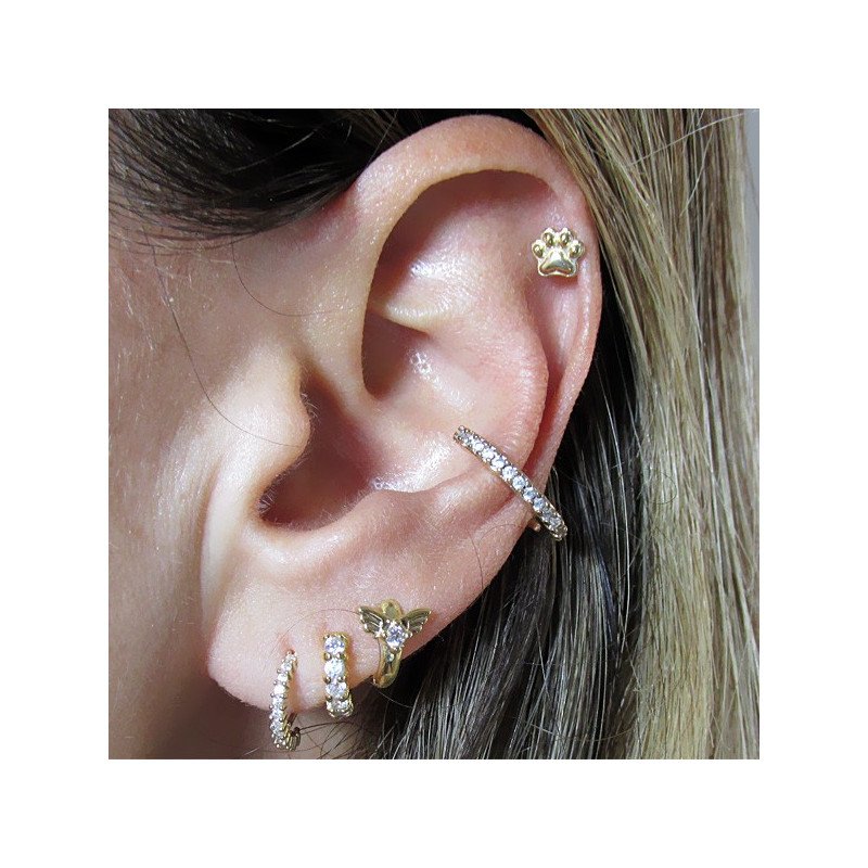 Piercing Banhado a Ouro para Orelha com Patinha - 6ORE363