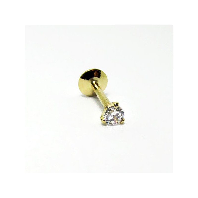 Piercing PVD Gold para Tragus Labret Ponto de Luz de Zircônia - 7TRG40