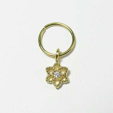 Piercing de Orelha Banhado a Ouro - Argolinha Florzinha - 6ORE389