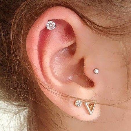 Mini Piercing Pin Push Tragus ou Hélix - Ponto de Luz - 7TRG44
