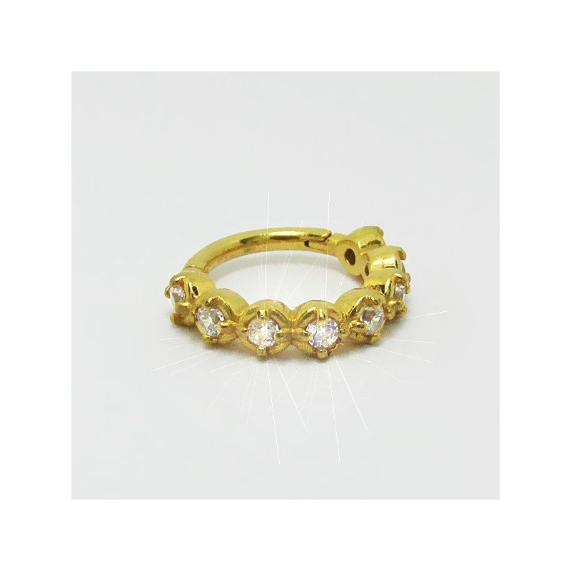 Piercing Conch ou Hélix - Argolinha Dourada em Aço com Zircônia - 6ORE438