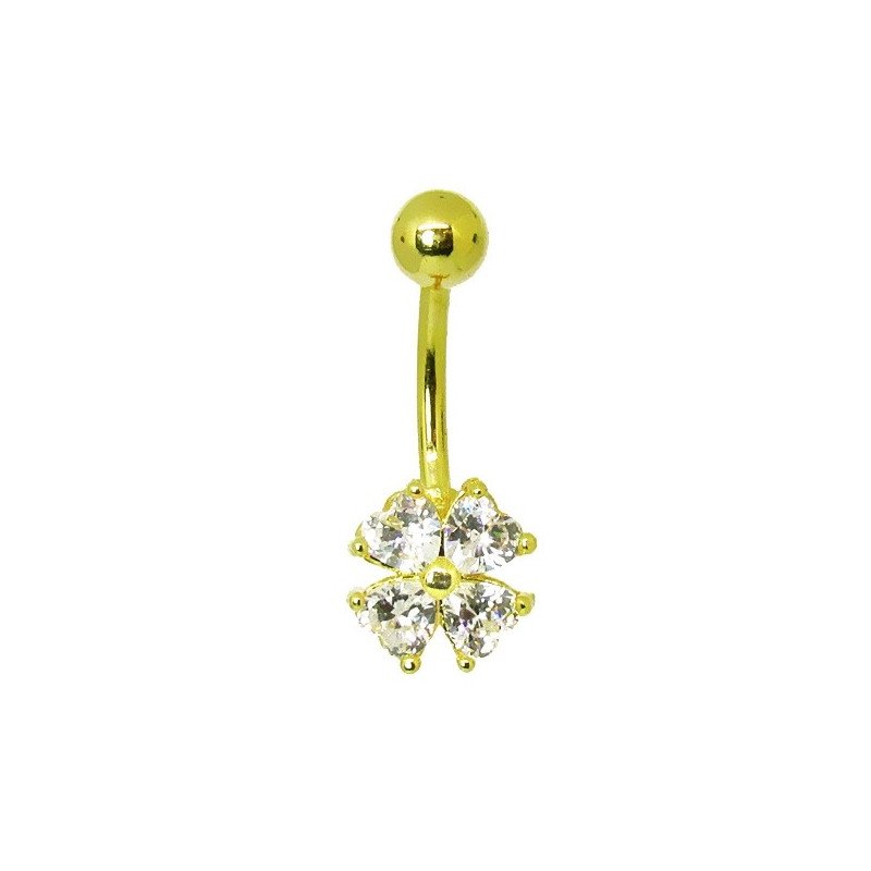 Piercing para Umbigo - Dourado – Trevo de 4 Folhas - 1DOU140