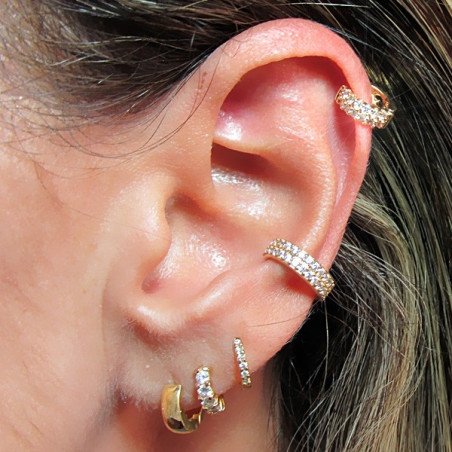 Piercing de Orelha Dourado - Argolinha com Cristais - 6ORE453