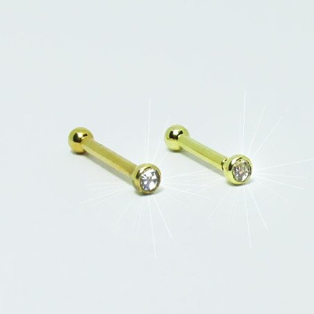 Mini Piercing Pin-Push para Tragus ou Hélix - Ponto de Luz PVD Gold - 7TRG53