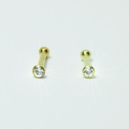 Mini Piercing Pin-Push para Tragus ou Hélix - Ponto de Luz PVD Gold - 7TRG53