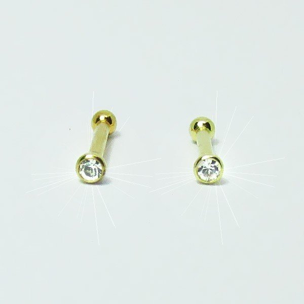 Piercing Orelha Helix Tragus Flat Kit 3 Un Dourado