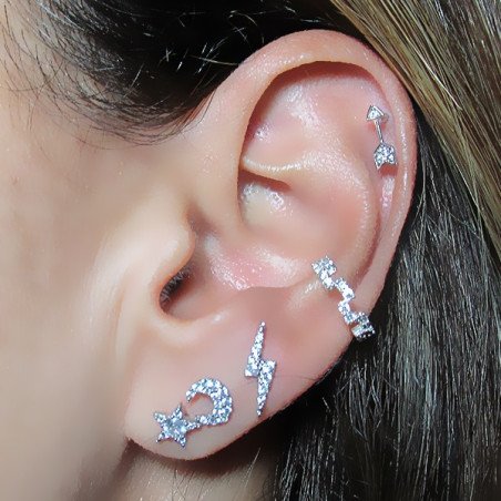 Piercing para Orelha - Helix - Flecha com Cristais - Joia Blindada - 6ORE461