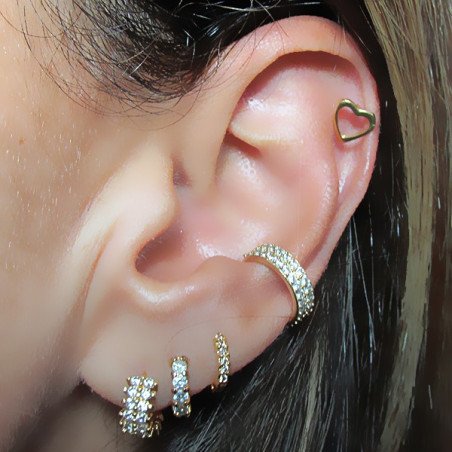 Piercing para Orelha Dourado -  Coração Vazado - Joia Blindada - 6ORE475