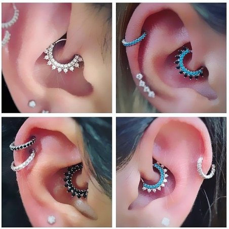 Piercing  Daith ou Septo Argolinha Indiana Dourada Toda Cravejada - 6ORE489