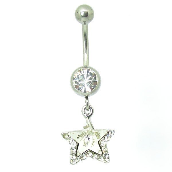 Piercing Prata 925 Umbigo Estrela Zircônia Aço