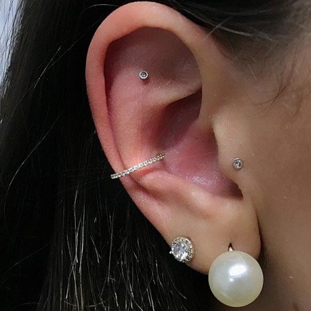 Piercing de Orelha Argolinha Conch em Aço com Cristais - 6ORE509