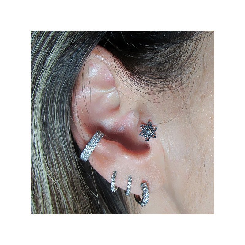 Piercing Pin Push Tragus ou Hélix - Prata - 7TRG62