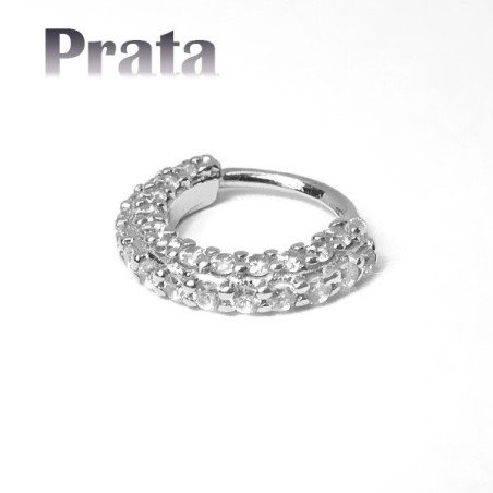 Piercing em Prata 950 - Hélix ou Daith Argolinha Toda Cravejada - 6ORE556