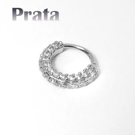 Piercing em Prata 950 - Hélix ou Daith Argolinha Toda Cravejada - 6ORE556