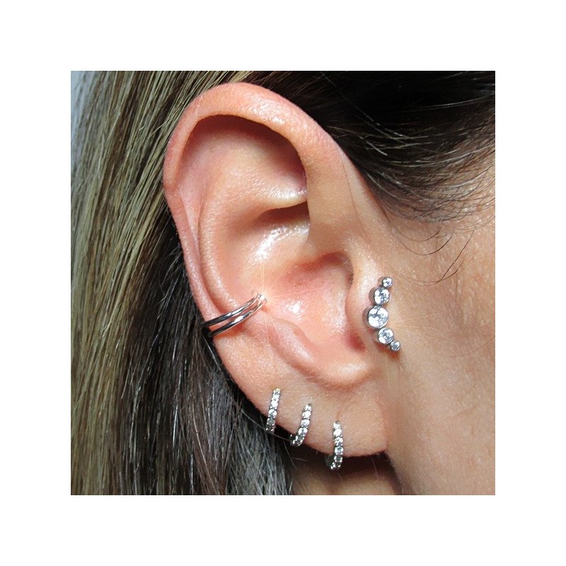 Piercing de Tragus / Orelha - Cluster - 100% Aço Cirúrgico - 7TRG73