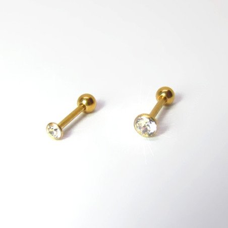 Piercing de Tragus em Aço Cirúrgico PVD Gold - Ponto de Luz SWAROVSKI Via Láctea - 7TRG74