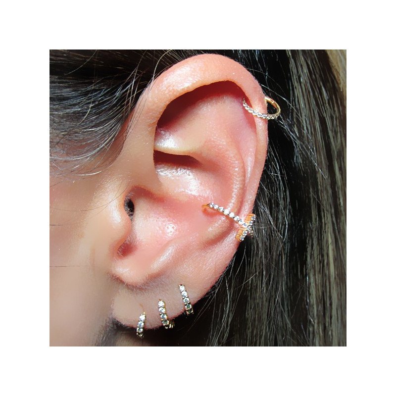 Piercing de Orelha Conch Argolinha Cruz 100% Aço - PVD Black - 6ORE579